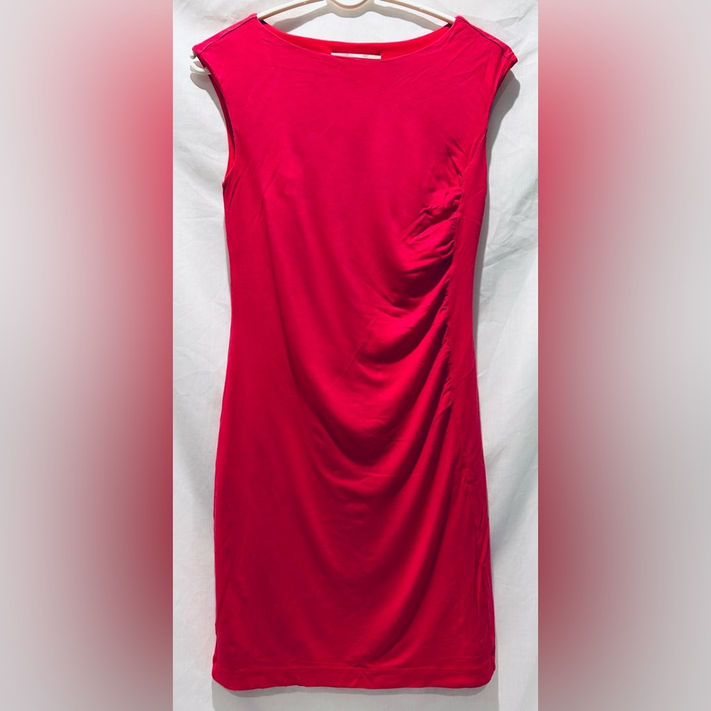 LOFT Knit Ruched XS Dress Hot Pink Stretch Form Fitting